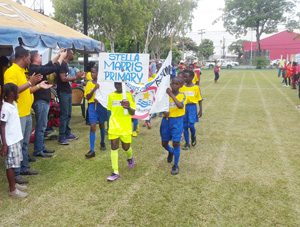Defending champions Stella Maris Primary during yesterday’s opening ceremony