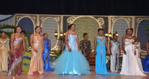 The top five delegates of the Miss GDF 2015 pageant in their evening gowns on  Wednesday 