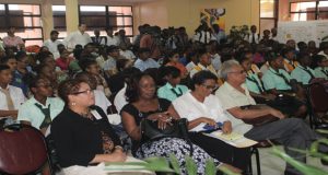 Minister of Education Dr Rupert Roopnaraine among the audience at the GIS Day ceremony Wednesday