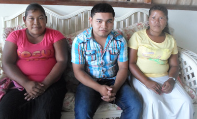 Community leaders accompanying the Baramita students on their visit to Georgetown. From left are Village Councillor Bernice Williams; Community Health Worker Akeem Henry, and Rubina Thomas, a parent