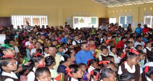 A section of the gathering at the Baracaro Primary School yesterday