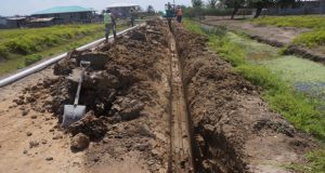 Potable water works in progress at No. 30 Village, West Coast Berbice. 