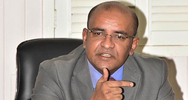 Opposition Leader Bharrat Jagdeo during a press conference on Wednesday at Freedom House