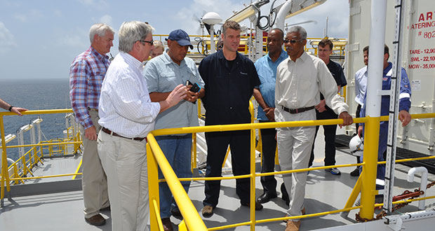 President David Granger visited the oil and gas exploration drill ship of ExxonMobil, the Deepwater Champion, in May 2015