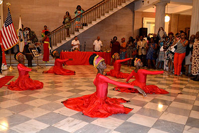 Members of the National Dance Company perform during a reception following the award ceremony 