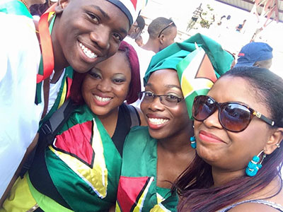 (Esther Hamer, surrounded by other members of the National Drama Company where they represented Guyana at Carifesta in Haiti)