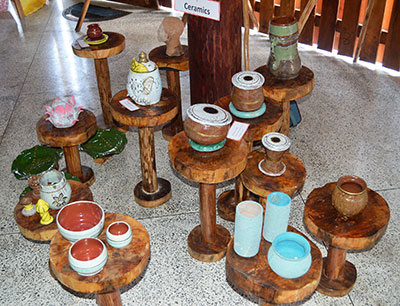 A section of the ceramic works done by Kamladeo Sahadeo