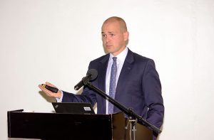 Director of Oil and Gas (EY) Global, Chris Pateman-Jones makes his presentation at the Arthur Chung Convention Centre, Liliendaal on Monday