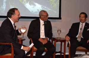 Chief Executive Officer and Co-founder of Conservation International, Mr. Peter Seligmann, chairing the panel discussion with President David Granger and President Ian Khama of Botswana