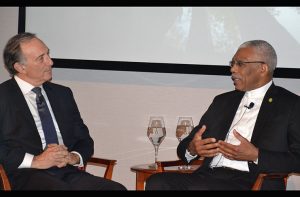 President David Granger and Chief Executive Officer and Co-founder of Conservation International, Mr. Peter Seligmann, who chaired the panel discussion at the official Board Dinner