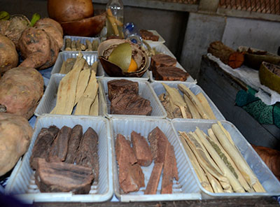 A variety of tree barks which are used as nutritional supplements are on sale at the Nickerie Market