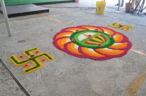 Rangoli on display at the Ministry of Education, Department of Culture, Main Street, Georgetown, on Friday during a Diwali observance