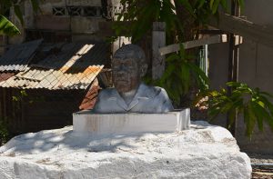 A bust of the late Prime Minister Dr. Ptolemy Reid is in the compound of the Dartmouth Nursery School