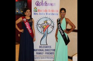  Mrs India Guyana Samantha Singh (left), and Miss India Guyana, Brittany Singh at a Miss India Worldwide Pageant activity in New Jersey. [Photo credit: Miss India Guyana Organisation]