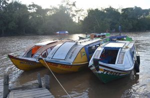 Speed boats at the Supenaam stelling waiting to be filled 