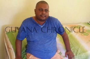 Self-confessed drug lord Barry Dataram at the police holding facility at Moleson Creek, Corentyne shortly after being handed over to local law enforcement authorities 