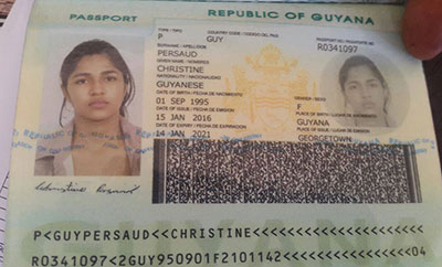 The Guyanese passport issued to Boodnarine under the name Christine Persaud