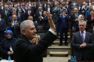 It is a rare setback for Prime Minister Yildirim (waving) and the AKP