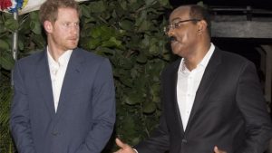 Antigua and Barbuda's Prime Minister, Gaston Browne, (right) made the offer before hundreds of guests