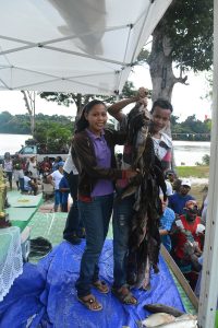 Fifteen-year-old Damion Bowen and his sister, who journeyed from Lethem to take part in the competition with their catch 