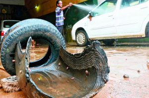 Abandoned tires which contribute to increased breeding of mosquitos