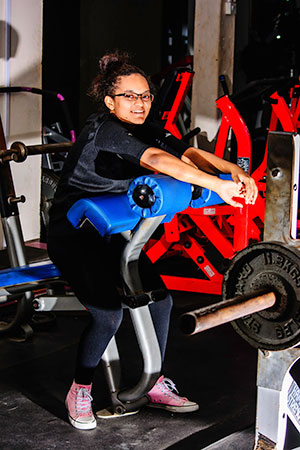 Tineisha Toney takes a break for a photo at her gym this week