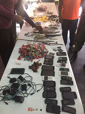 Some of the weapons and others which were seized Saturday. (Ministry of the Presidency photo) 
