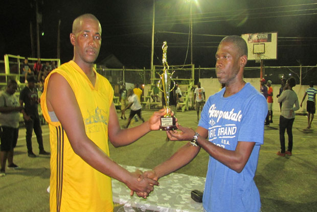 Trophy Stall's Most Valuable Player Omally Sampson (at left) and Ashton Angel (Jr) at right.