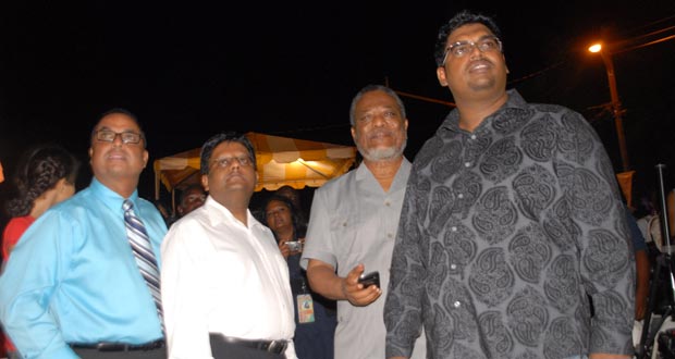 From right are Minister Irfaan Ali, Prime Minister Samuel Hinds, Minister Ashni Singh and former Minister Manniram Prashad