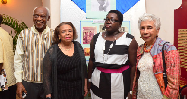 Francis Quamina Farrier, A.J Seymour’s daughter Joan Seymour, Acting Chief Librarian of the National Library, Emiley King and Seymour’s niece, Dr. Jacqueline de Weever at the “See More Poetry” event last Sunday evening
