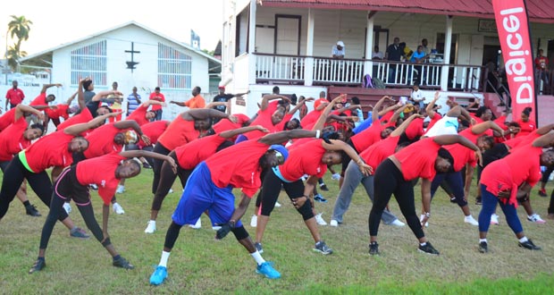 Promising 2014 Mash revellers get fit to pulsating renditions from local singer Quace ‘Ace’ Edmondson.