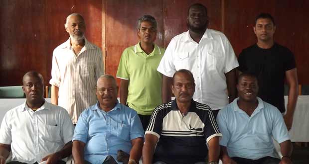 Members of the > GCUC executive standing from right are Heuvel Cunha, Dawchand Nagassar, M. Yosef-Yisrael  and Zaheer Mohamed.
 Sitting from right are Shannon Crawford, Dhieranidranauth Somwaru, Eddie  Nicholls and Areligh Rutheford. Missing are Zabeer Zakier  and Nigel Duguid