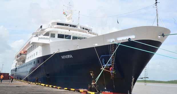 Cruise ship Minerva docked at GNSC wharf