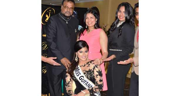Miss Guyana Universe, Katherina Roshana and family members at the gala appreciation dinner last Saturday evening.