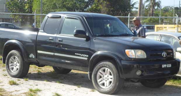 The Tundra pickup that allegedly struck and killed Franklyn Austin