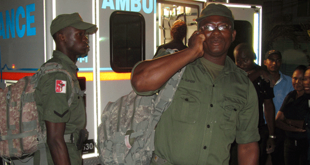 The two GDF medical personnel who travelled to the area and attended to the injured before they were flown to the city (Photos by Leroy Smith)