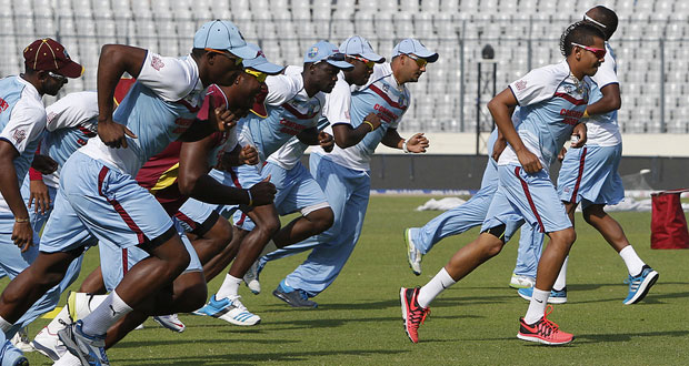 West Indies undergo training ahead of their big clash with Pakistan today. (Photo courtesy WICB Media)
