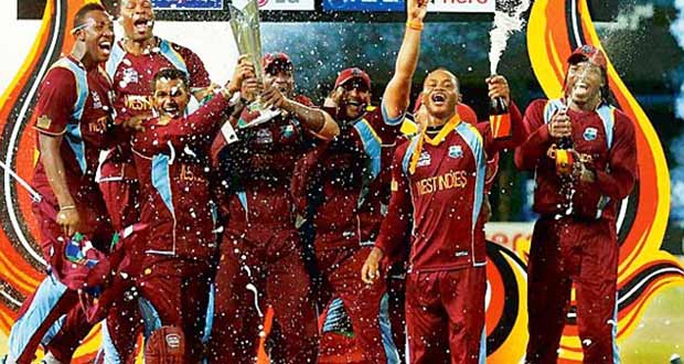 Flashback! The members of the West Indies team break into a celebratory jig after clinching the World T20 title in Colombo two years ago.
