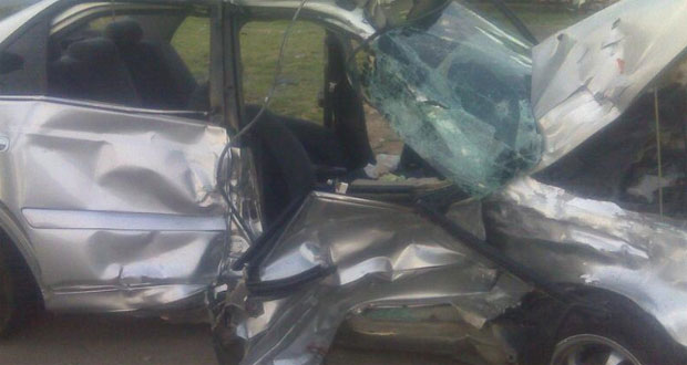 The mangled car which Ambekar was driving when he met his death