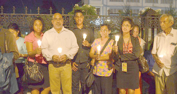 GINA’s Director Neaz Subhan and other staff members at the vigil in vicinity of Parliament Buildings