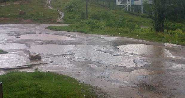 The main Mongrippa Hill road in a deplorable state at Bartica, Region 7 and residents are calling for urgent repairs to be done