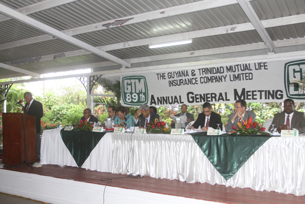 GTM Chairman, R. L. Singh as he addressed the GTM meet on Tuesday. Seated at the head table are members of the Board