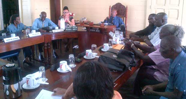 Mayor Hamilton Green and other councillors who remained for the press conference after the statutory meeting was adjourned