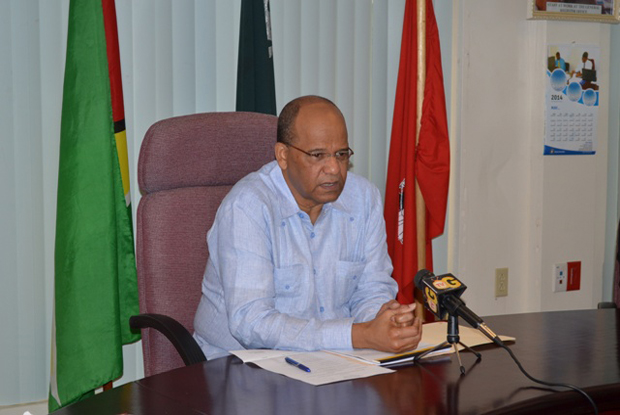 Minister Clement Rohee delivering brief remarks at the national violence prevention committee’s inaugural meeting on Monday