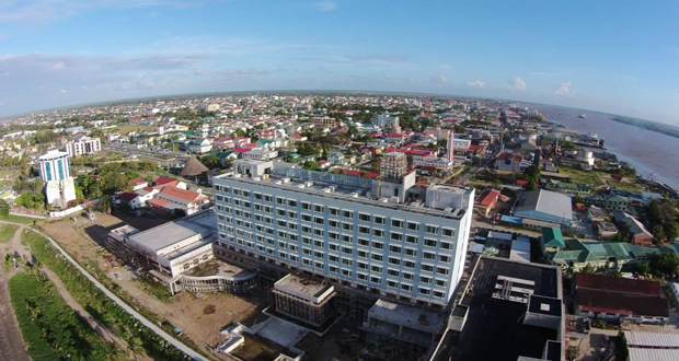 An aerial view of the Marriott Hotel Guyana taken a few days ago (Photo compliments Roraima Airways