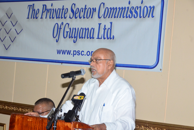 President Donald Ramotar addressing stakeholders at the PSC’s 22nd AGM