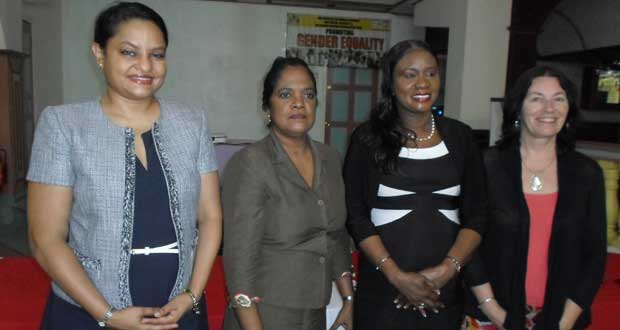 At the RWAC Annual General Meeting are from left:  Dr. Vindyha Persaud, MP; Hymawattie Lagan; Minister Jennifer Webster and MS. Cheryl Herbert