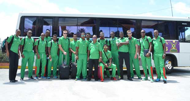 The Guyana Amazon Warriors prior to their departure from the Grand Coastal Hotel