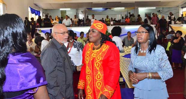 President Donald Ramotar with Pastor Carol George of the Jesus Deliverance Mission Church International