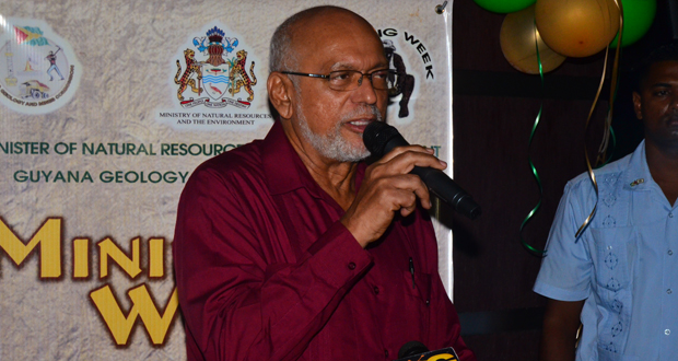 President Donald Ramotar addressing the gathering at the launch of Mining Week 2014 last evening